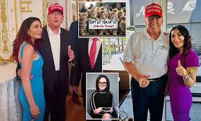 MichaelDoerin13's tweet photo. This effing nutcase Laura Loomer. And Fuckface the Orange hair. Amazing. A match made in hell.  You tell me. Are they in the sack on the plane? https://t.co/W44Jv899uG