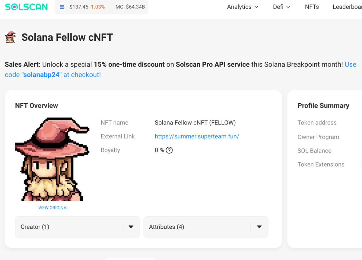 ji_acc's tweet photo. Minted compressed NFTs for the @superteam Solana Summer Fellowship on @solana mainnet. Thanks for our wonderful mentors @0xBolt, @kunalbagaria.  #solana, #NFTs https://t.co/75cmGhpT8b