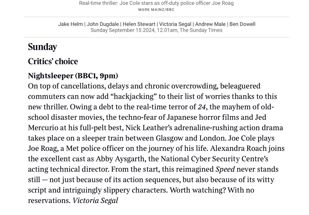 The train is about to depart. Mind the closing doors please…

#nightsleeper tonight ⁦<a href="/BBCOne/">BBC One</a> 9pm but ⁩all episodes already up on ⁦<a href="/BBCiPlayer/">BBC iPlayer</a>⁩