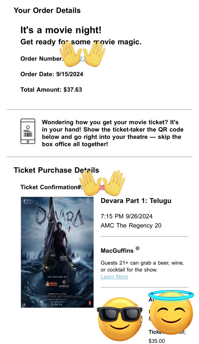 SagarVoyage's tweet photo. Thank you @PrathyangiraUS @DevaraMovie for considering my request
Booked for my IMAX Show 💥💥💥

Premiere IMAX timing 2:30-3:30PM ki pedite bagundedi, line ga 2 times veltam kavalante. 
We want to witness our God @tarak9999 First in the world.
#Devara #DevaraUSA #Devarafever https://t.co/DvaKGYJn5V