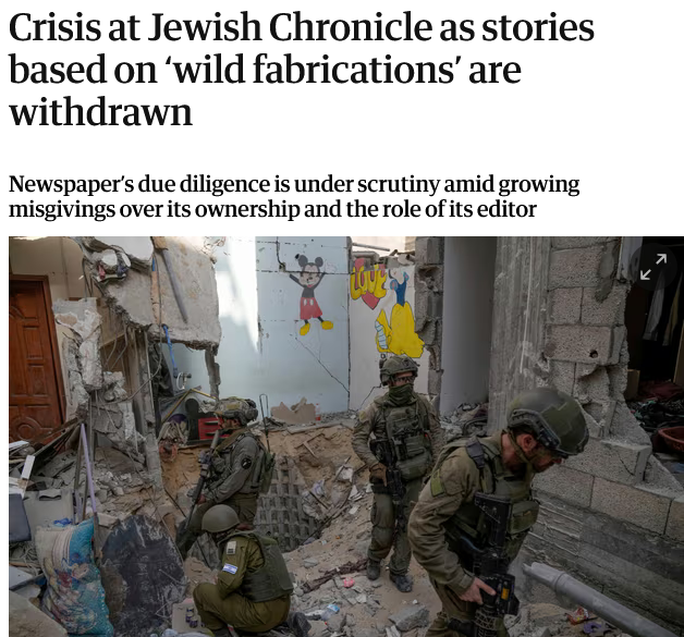 OwenPaintbrush's tweet image. Turns out, the Jewish Chronicle is a propaganda rag for the Israeli govt.

Who knew?

It's almost as if their relentless attacks on Jeremy Corbyn were part of a smear campaign to stop a Palestinian rights campaigner becoming PM and holding Israel to account.

Perish the thought.