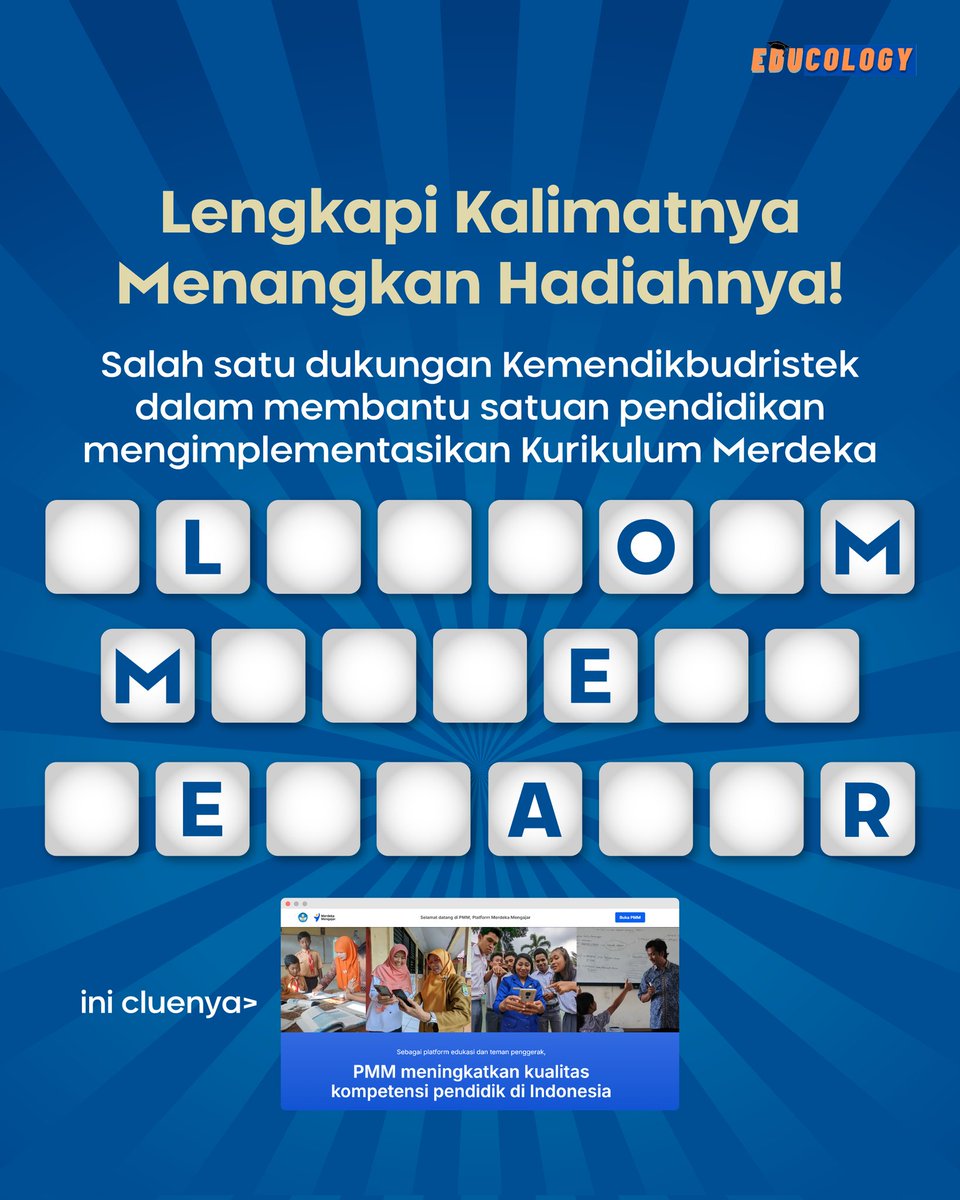 educology_id's tweet photo. EDUCOLOGY QUIZ HADIR LAGI 🥳🥳🥳

Yuk, cek rulesnya👇
1. Wajib follow seluruh sosmed Educology (Instagram, Twitter, Facebook, Tiktok)
2. Like sebanyak-banyaknya pada postingan @educology_id (MinEdu akan pantau)

#infokuis #kuisberhadiah #giveaway #giveawayindo #giveawayindonesia https://t.co/LdJ51n7v4i