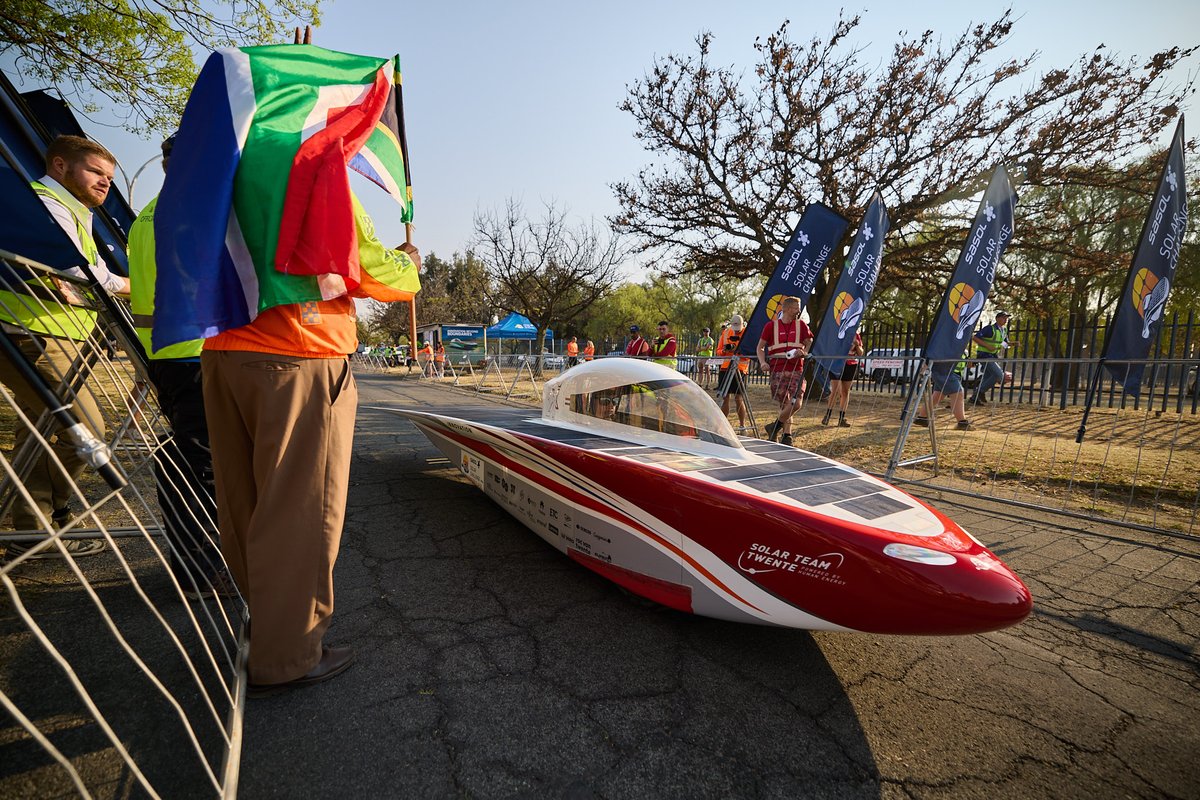 Good morning! Last night during the marathon stage, only three team members were allowed to work on the car until 22:30, but they got everything done. We started confidently at 08:01, right behind <a href="/brunelsolarteam/">Brunel Solar Team</a> .