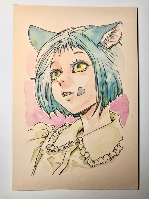 ホルベイン透明水彩の新色[グラニュレーティングカラー]が使いこなせなかったので改めて描いてみてます… 
展示おいで下さい。
「SEIKA×GIRLS」9月22日まで京都京阪出町柳駅トランスポップギャラリーにて 12:00〜18:00(月火定休)  京都精華大学教員有志8名のグループ展 https://t.co/PSHmeHZUd4 