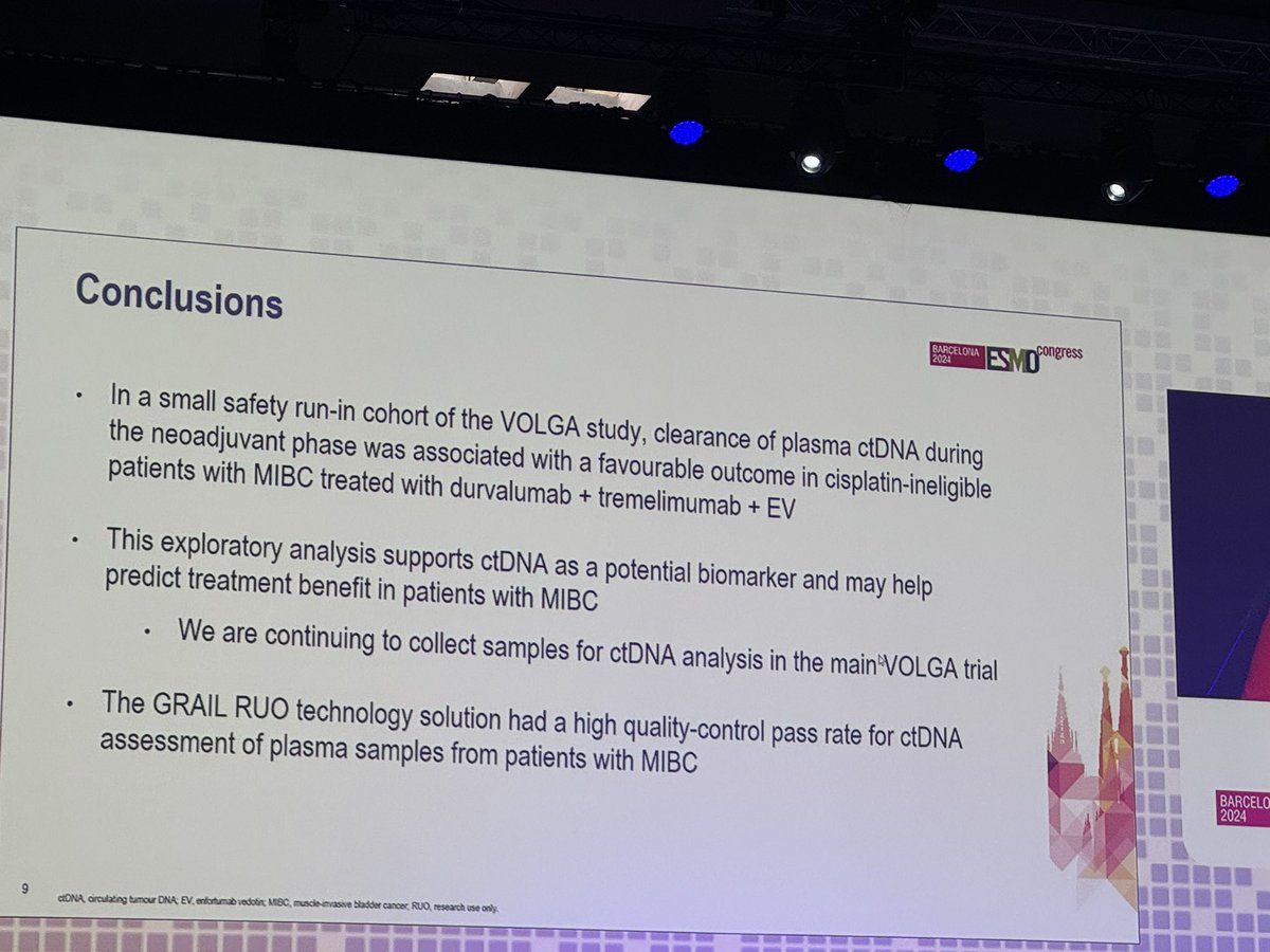 Liquid biopsy is here to stay!
Clearance of ctDNA in neoadjuvant phase is associated with improved outcomes to durva + tremlo + EV in cis-ineligible pts with MIBC

# ESMO24
<a href="/OncoAlert/">OncoAlert</a>