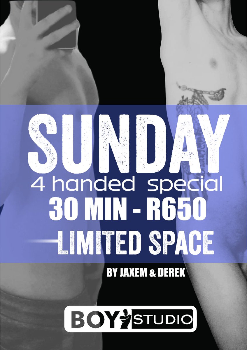 boy_studio's tweet photo. Sunday special running! Derek and Jaxem are heated up🔥 Don't miss out. Book your spot now before any disappointment💋 
#sunday
#specialrunning 
#sensualmassage 
#hotboys
#CapeTown 
#4handmassage https://t.co/pFK6peJKBr