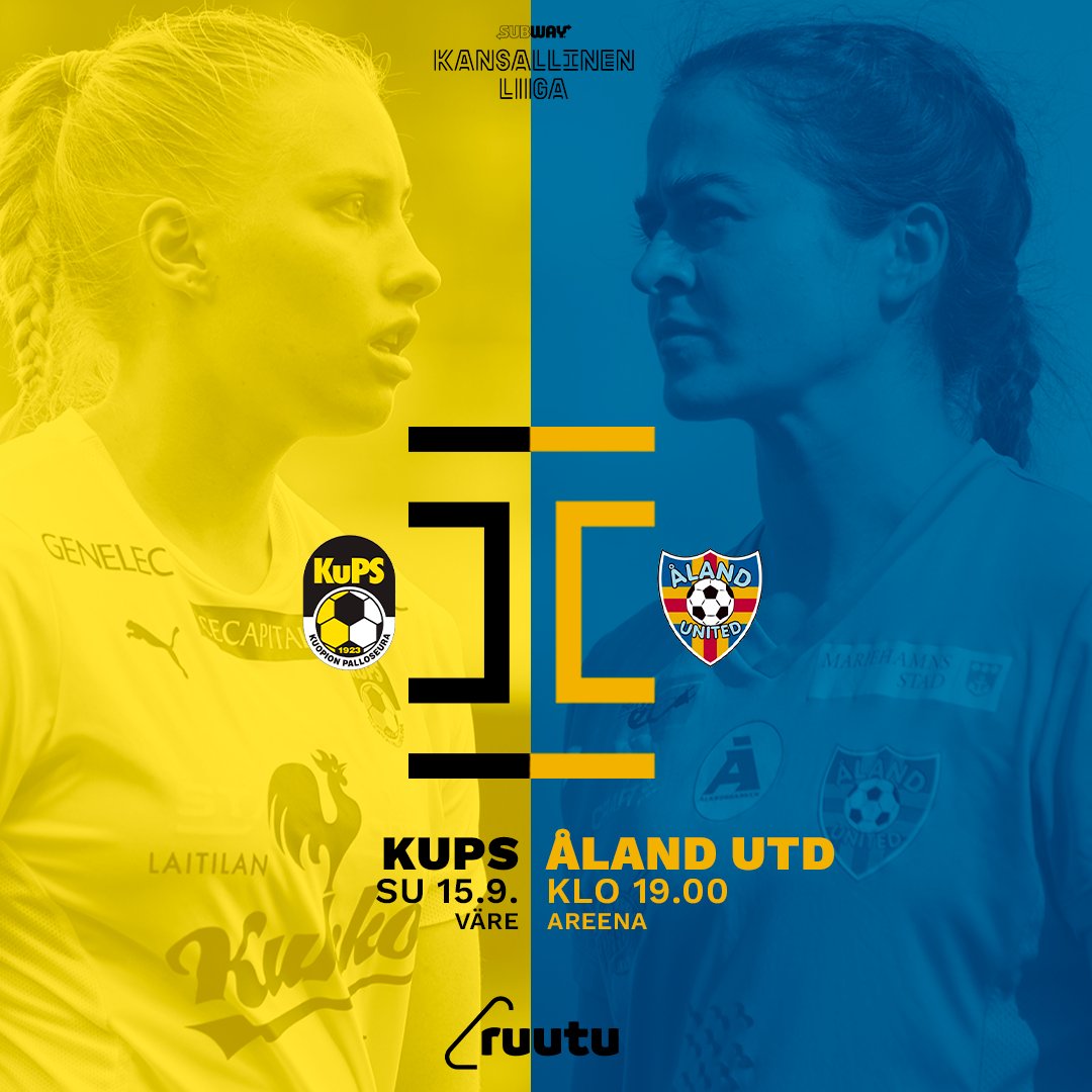 𝐌𝐞𝐬𝐭𝐚𝐫𝐮𝐮𝐬𝐬𝐚𝐫𝐣𝐚 𝐣𝐚𝐭𝐤𝐮𝐮!

KuPS - Åland United
📆 Su 15.9. kello 19.00
🏟 Väre Areena
🎫 kups.fi/paasyliput-nai…
📺 Ruutu

#KansallinenLiiga