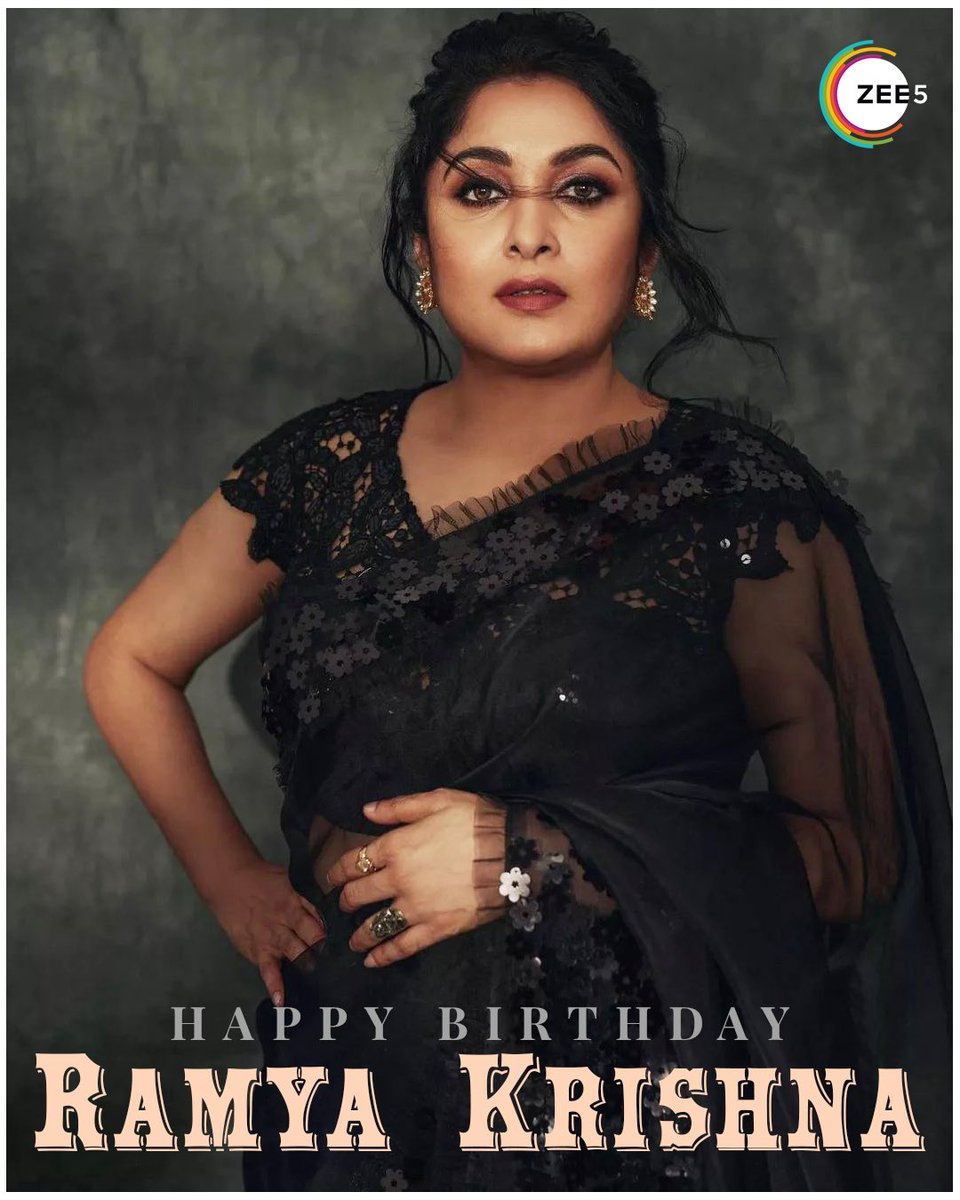 ZEE5Telugu's tweet photo. Happy birthday to the amazing and timeless actress @meramyakrishnan garu. 

#RamyaKrishna #Zee5Telugu https://t.co/aWdVabg7fM