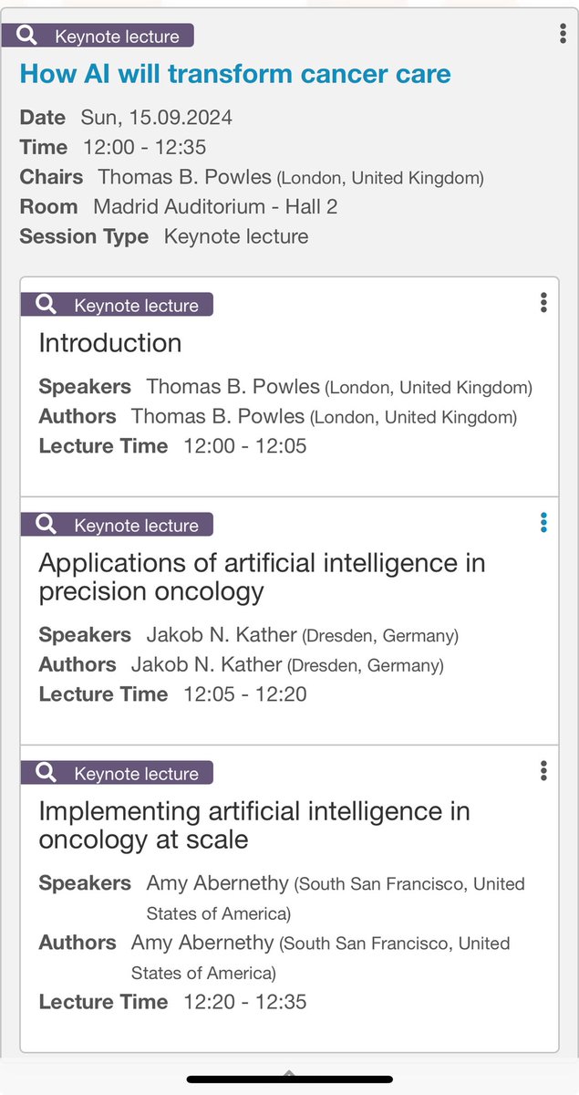 Rebecca Dent (@rebeccadsing) on Twitter photo Plenary 2: How AI will really transform cancer care. 
Don’t miss the dynamic duo at 12:00 today ! Plenary 2: How AI will really transform cancer care. 
Don’t miss the dynamic duo at 12:00 today !