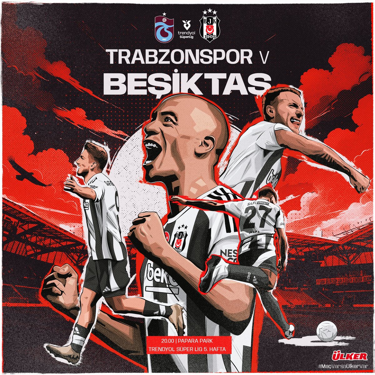 📢 Bugün #BeşiktaşınMaçıVar
🏆 Trendyol Süper Lig 5. Hafta 
🆚 <a href="/Trabzonspor/">Trabzonspor</a> 
📍 Papara Park  
⏰ 20.00
🦅 #BoğazınEfendisi

<a href="/Ulker/">Ülker</a> | #MaçVarsaÜlkerVar