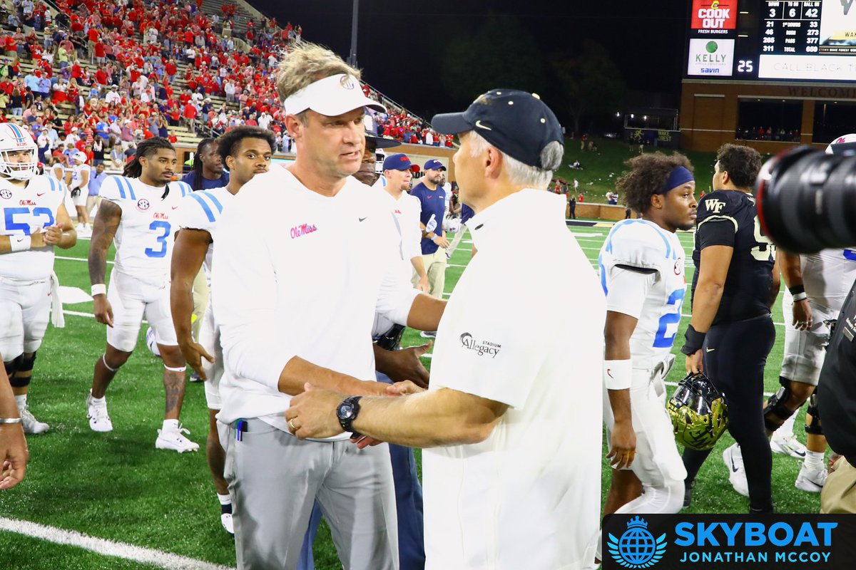 TheSkyBoat's tweet photo. Your final from Winston-Salem:

@OleMissFB - 40
@WakeFB - 6

📸: @JonMcCoyPhoto https://t.co/JMt3YQSdOB