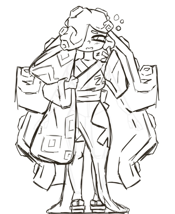 CD_Alyn's tweet photo. W.I.P. of an Octoling OC of mine named Somni. She's based on a blanket octopus.
#Splatoon3 #SplatoonOC #Splatoon3art #characterdesign #ocart #Octopus #anthroart #kimono #anime #wipart #digitalart #sketch https://t.co/sFwOkq1zmh