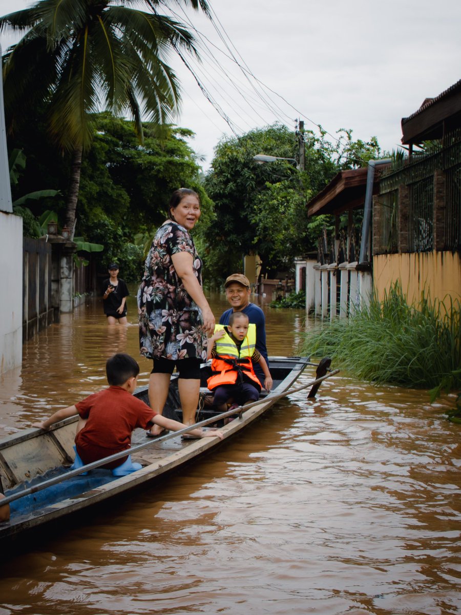SimonNazer's tweet photo. Vientiane is now badly hit by floods, but amidst the devastation, it’s moving to see the Lao spirit intact – collective action, support, and smiles even in the toughest moments. #FloodResponse https://t.co/JgZFICJSCB