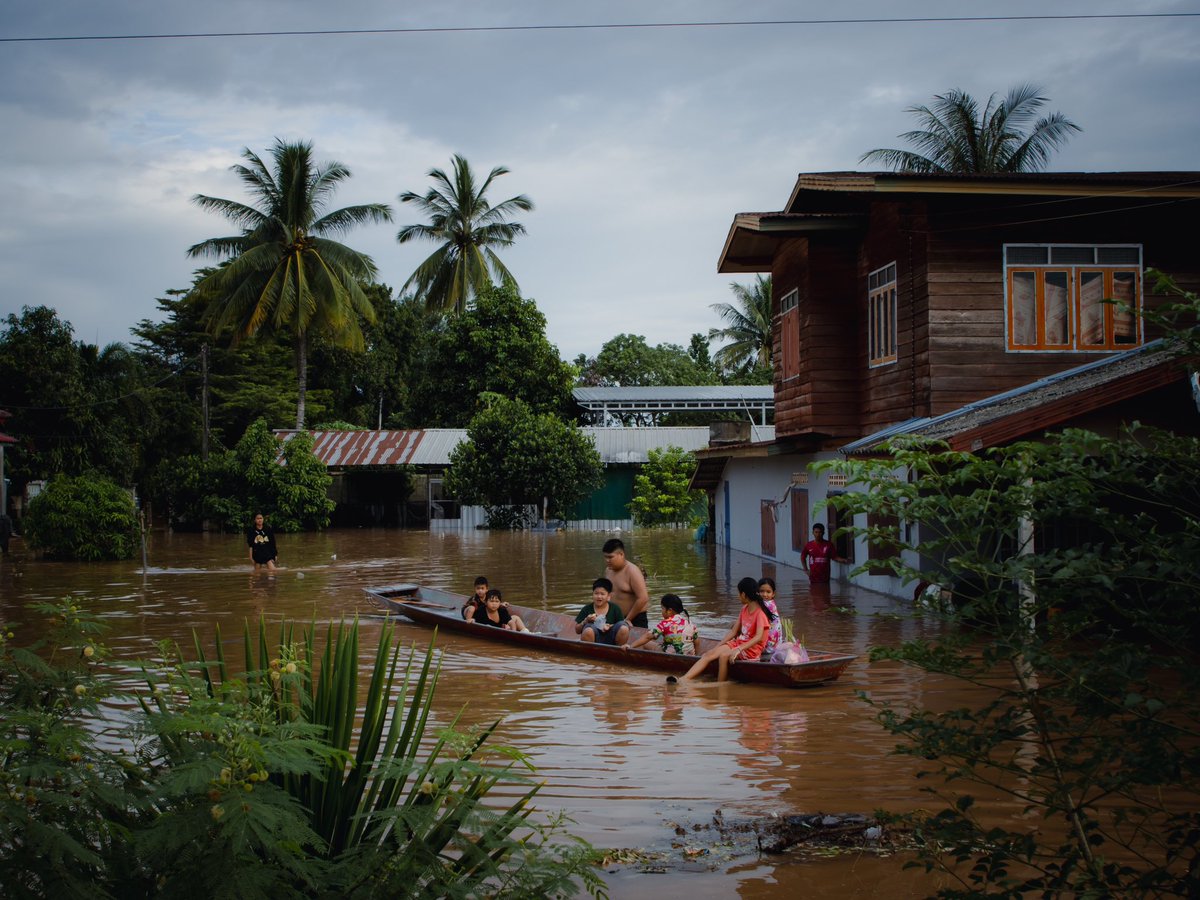 SimonNazer's tweet photo. Vientiane is now badly hit by floods, but amidst the devastation, it’s moving to see the Lao spirit intact – collective action, support, and smiles even in the toughest moments. #FloodResponse https://t.co/JgZFICJSCB
