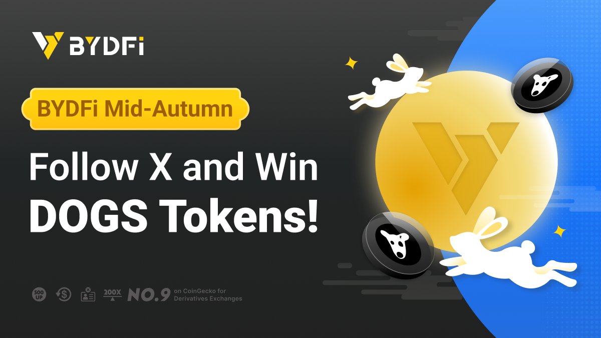 BYDFi's tweet photo. 🌕✨ BYDFi Mid-Autumn Celebration ✨🌕  

🎉 Follow us on X, Leave a comment or picture related to the Mid-Autumn Festival to share our 1,000,000 DOGS prize pool! 🐾  

🎁 10 lucky winners will be selected  to win 10,000 DOGS each!

Event detail: https://t.co/AkrSRZSH2W

#BYDFi #MidAutumnFestival