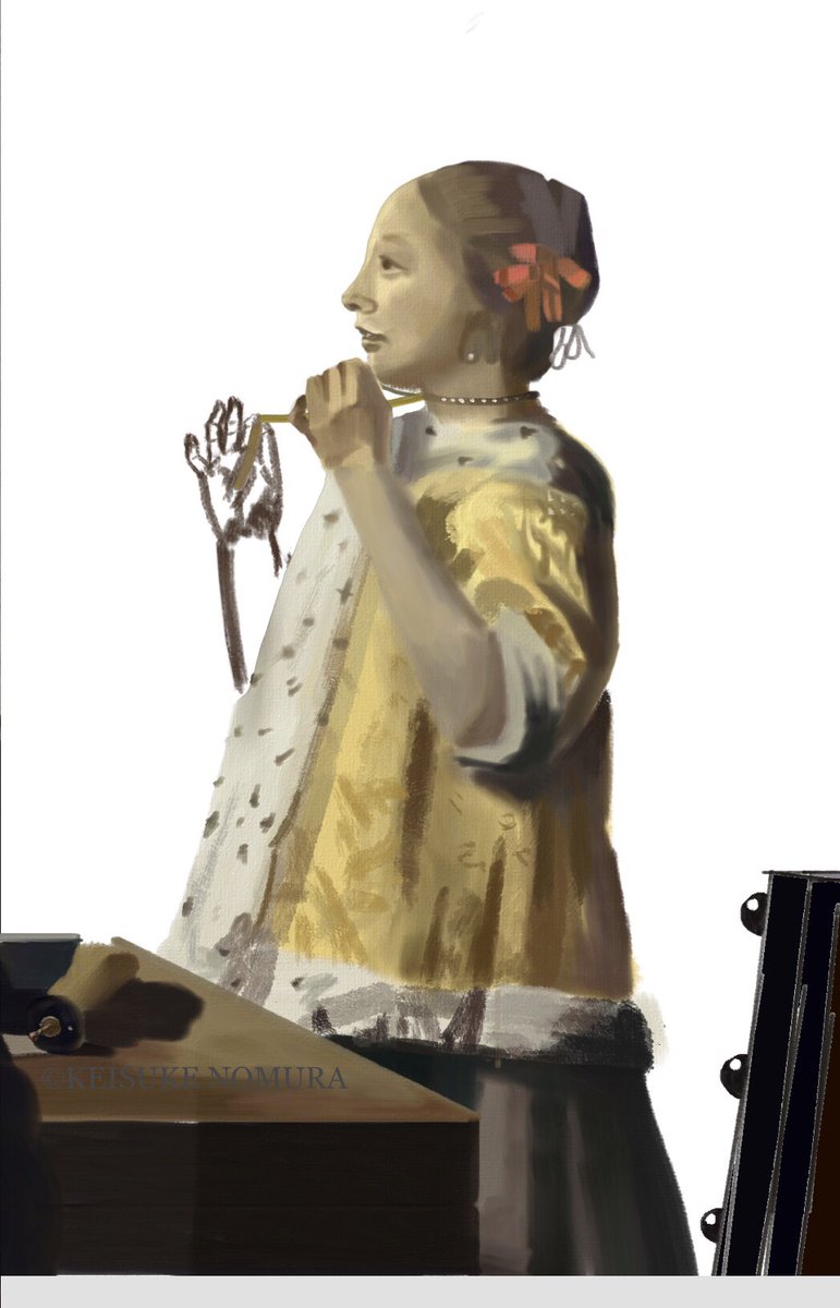 keisukenomu's tweet photo. A study of the way he used the colors.
#reproduced Woman with a Pearl Necklace(details)
#JohannesVermeer
14th September 2024
Work in progress.
作品模写を通して色使いを学ぶ。
Adobe Fresco使用
#デジタル絵展示場
#Valeur
#japan #monaco #paris #Milano #nyc #Thailand #HongKong https://t.co/PeWirNz34Y