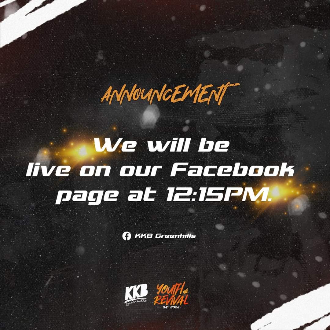 kkbjilgh's tweet photo. ANNOUNCEMENT:

For those who cannot join us physically, you may join our Youth Revival Day through our Facebook live!

See you at our Facebook page:
https://t.co/grImEpgeiN

#kkbjilgh #kkbghyouthrevivalday https://t.co/pgMsUvq6ys