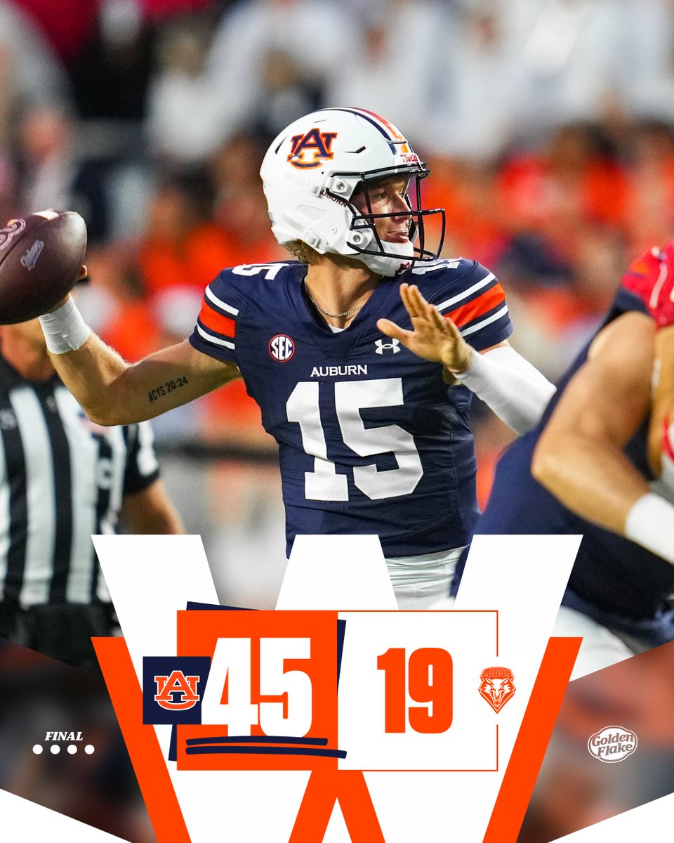 AuburnFootball's tweet photo. Tigers 𝐖𝐈𝐍 🐅 https://t.co/tTT9llsxhh