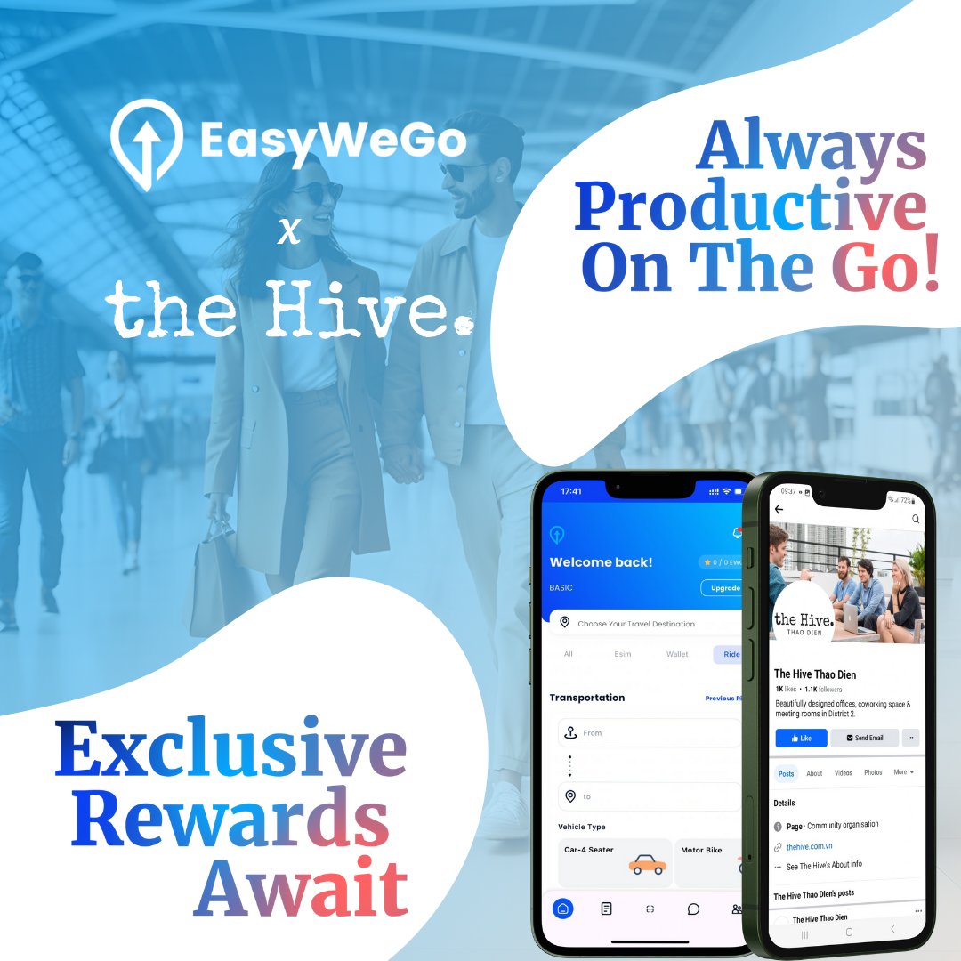 EasyWeGo's tweet photo. 🚀 Big News! EasyWeGo is now offering co-working space bookings in partnership with The Hive! 
Book flexible desks and conference rooms—right from the EasyWeGo app. Stay productive on the go! 💼📱
#EasyWeGo #TheHive #CoWorking #HoChiMinhCity #TravelTech #DigitalNomads #RemoteWork https://t.co/9lnOZ5qG8M