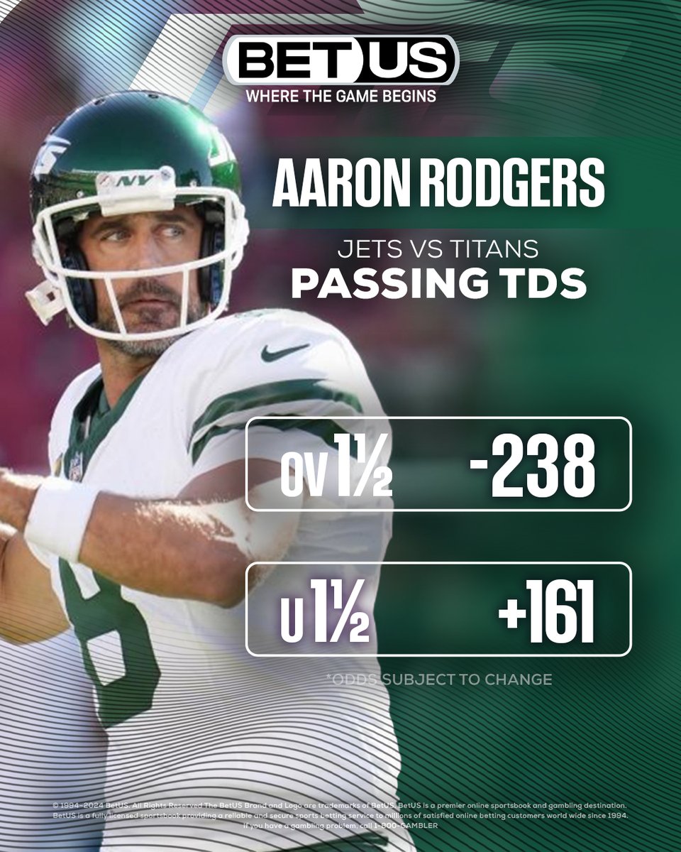 Andy Herman (@andyhermannfl) on Twitter photo Can Aaron Rodgers and the Jets offense bounce back in Week 2?!
If you think they can, BetUS is offering a 125% deposit match on your first 3 deposits up to $2,000! Here's the link to get signed up: bit.ly/PackaDayTW125Sโฆ
<a href="/BetUS_Official/">BetUS Sportsbook & Casino</a>
#ad Can Aaron Rodgers and the Jets offense bounce back in Week 2?!
If you think they can, BetUS is offering a 125% deposit match on your first 3 deposits up to $2,000! Here's the link to get signed up: bit.ly/PackaDayTW125Sโฆ
<a href="/BetUS_Official/">BetUS Sportsbook & Casino</a>
#ad