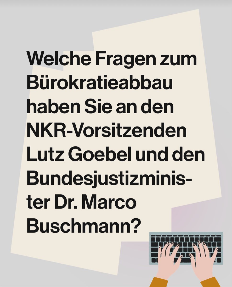 Nationaler Normenkontrollrat (@nkr_bund) on Twitter photo 💬🫵 Ihre Fragen sind gefragt!✉️Am 1. Okt zieht der #NKR #Halbzeitbilanz: Lutz Goebel und <a href="/MarcoBuschmann/">Marco Buschmann</a> diskutieren über Bürokratieabbau - Sie wollen mitmachen? Schicken Sie uns Ihre Fragen an veranstaltungen-nkr@bmj.bund.de👉🗒️📺Livestream & Programm: normenkontrollrat.bund.de/Webs/NKR/Share… 💬🫵 Ihre Fragen sind gefragt!✉️Am 1. Okt zieht der #NKR #Halbzeitbilanz: Lutz Goebel und <a href="/MarcoBuschmann/">Marco Buschmann</a> diskutieren über Bürokratieabbau - Sie wollen mitmachen? Schicken Sie uns Ihre Fragen an veranstaltungen-nkr@bmj.bund.de👉🗒️📺Livestream & Programm: normenkontrollrat.bund.de/Webs/NKR/Share…