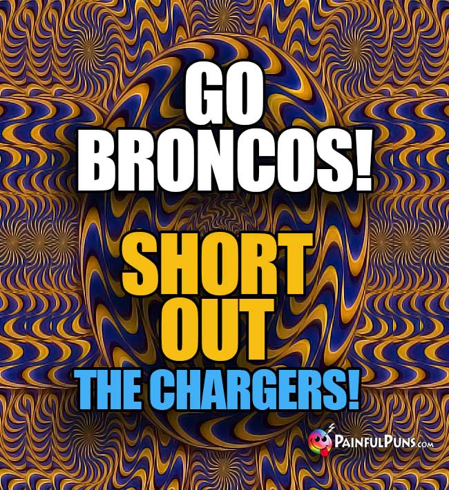 GO BRONCOS!
UNPLUG THE CHARGERS!

Q. How do you become a superhero during a Denver Broncos game?
A. Rescue a guy named Samuel Adams who's been trapped inside a bottle!
#BroncosCountry #Denver #Broncos #humor