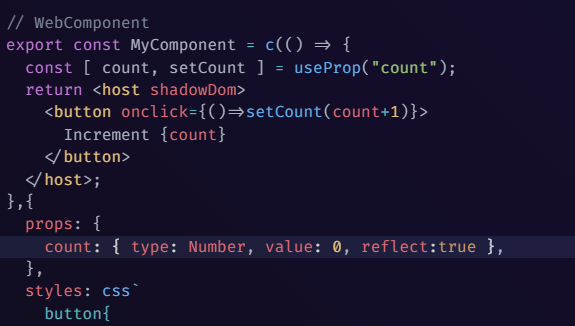 Uppercod's tweet photo. @WickyNilliams @RogersKonnor @justinfagnani @crutchcorn @property @RogersKonnor @WickyNilliams In @Atomicojs, this happens magically when using the following property configuration
🤔 It's interesting how much effort is needed with other webcomponent libraries. https://t.co/TpIOnpg3k0