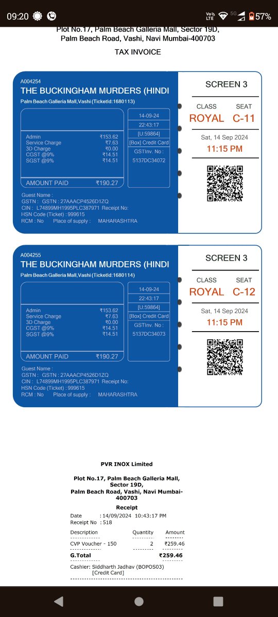 harsheet196's tweet photo. @PicturesPVR went for movie at Galleria, Vashi. Original movie tickets price at display: 220 and voucher: 100 per ticket. But when I got the bill , it was 190 for ticket and 130 for voucher. Why this discperency in GST billing?? Manager also failed to ans. https://t.co/gZLdYZU2Wi