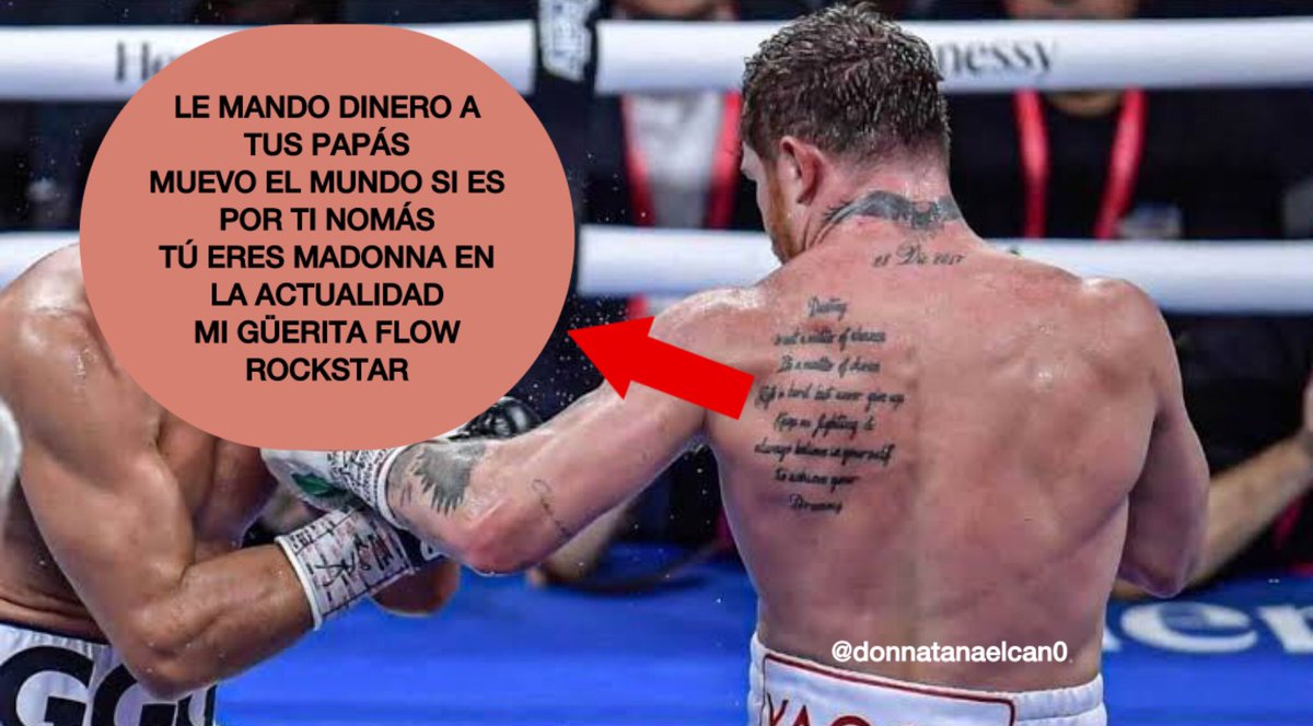 DonNatanaelCan0's tweet photo. Ya se reveló lo que dice el tatuaje del Canelo que tiene en la espalda https://t.co/a8sJZN7xHz