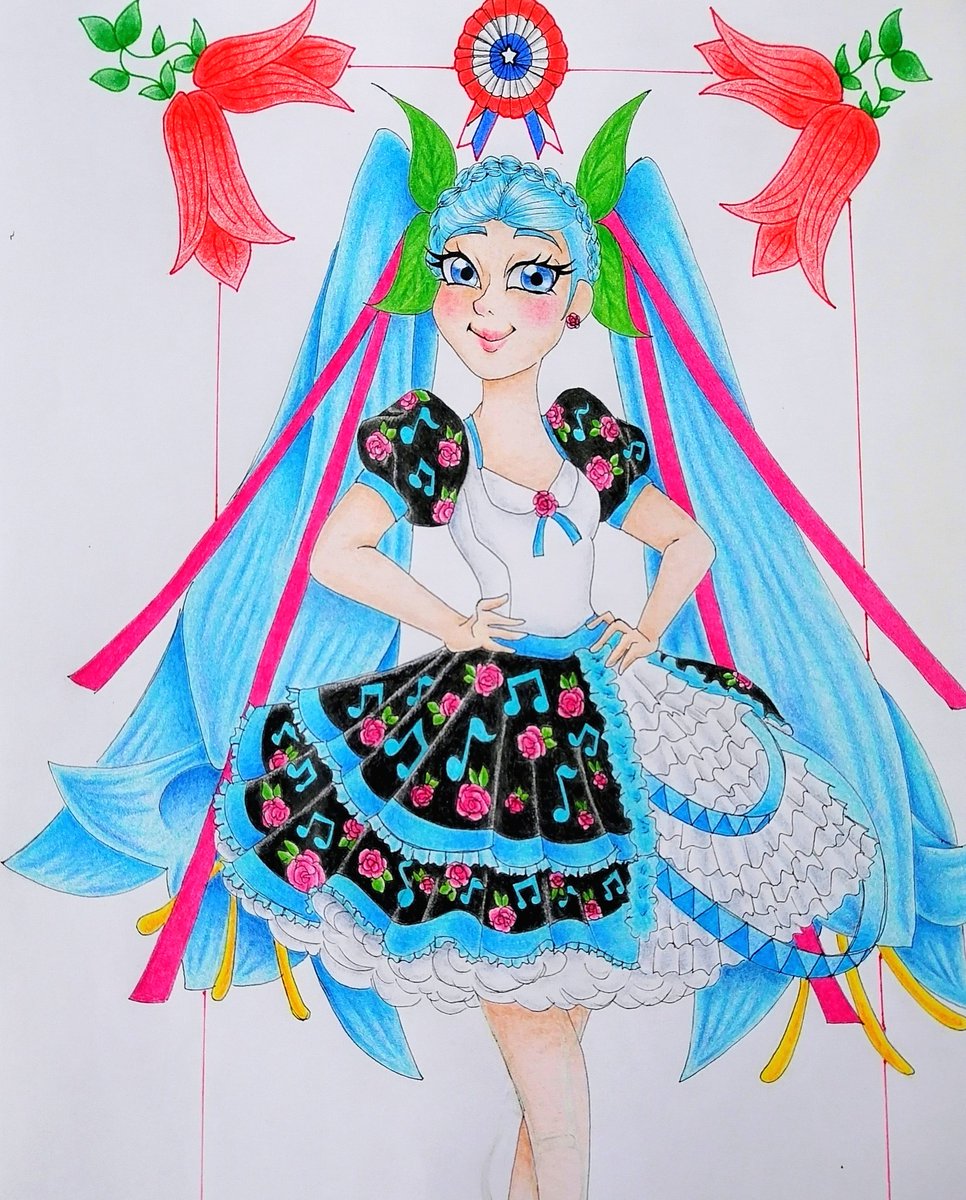 Hatsune Miku-Baile de Cueca 🇨🇱

I drew a Chilean version of Miku wearin a dress from one of our most popular dance of my county called Cueca sincen September 18 it's very close to celebrate! ♡

#mikuworldwide #HatsuneMiku #miku #Chinealmiku #art #traditionalart