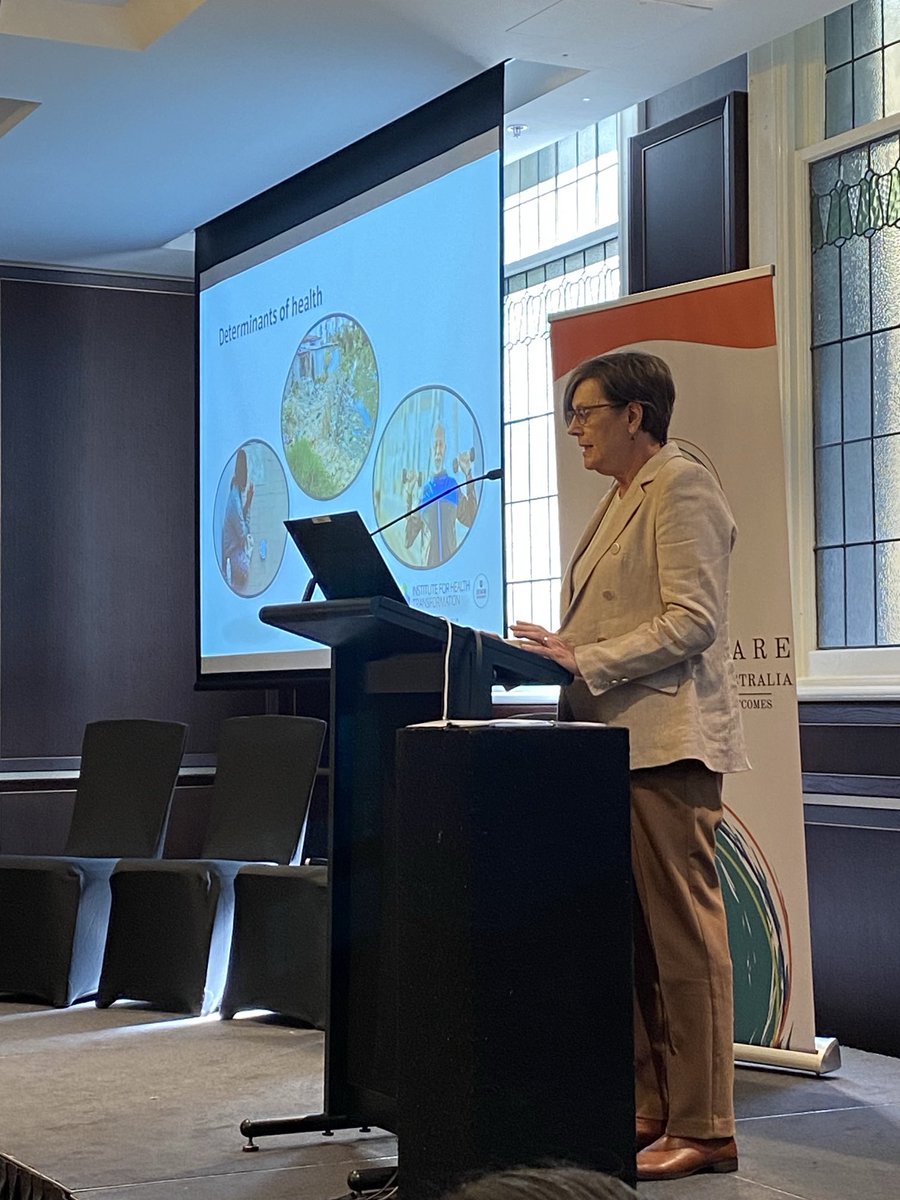 Virginia Hagger talk on determinates of health discussing larger impact of social vs health determinates ⁦<a href="/PCDSAus/">PCDSA</a>⁩ ⁦<a href="/_ivanchan/">Ivan Chan</a>⁩ ⁦<a href="/nicolefrench_ep/">Nicole French</a>⁩ ⁦<a href="/Amira_Howari/">Amira Howari</a>⁩ ⁦<a href="/raudehm/">Ralph Audehm</a>⁩