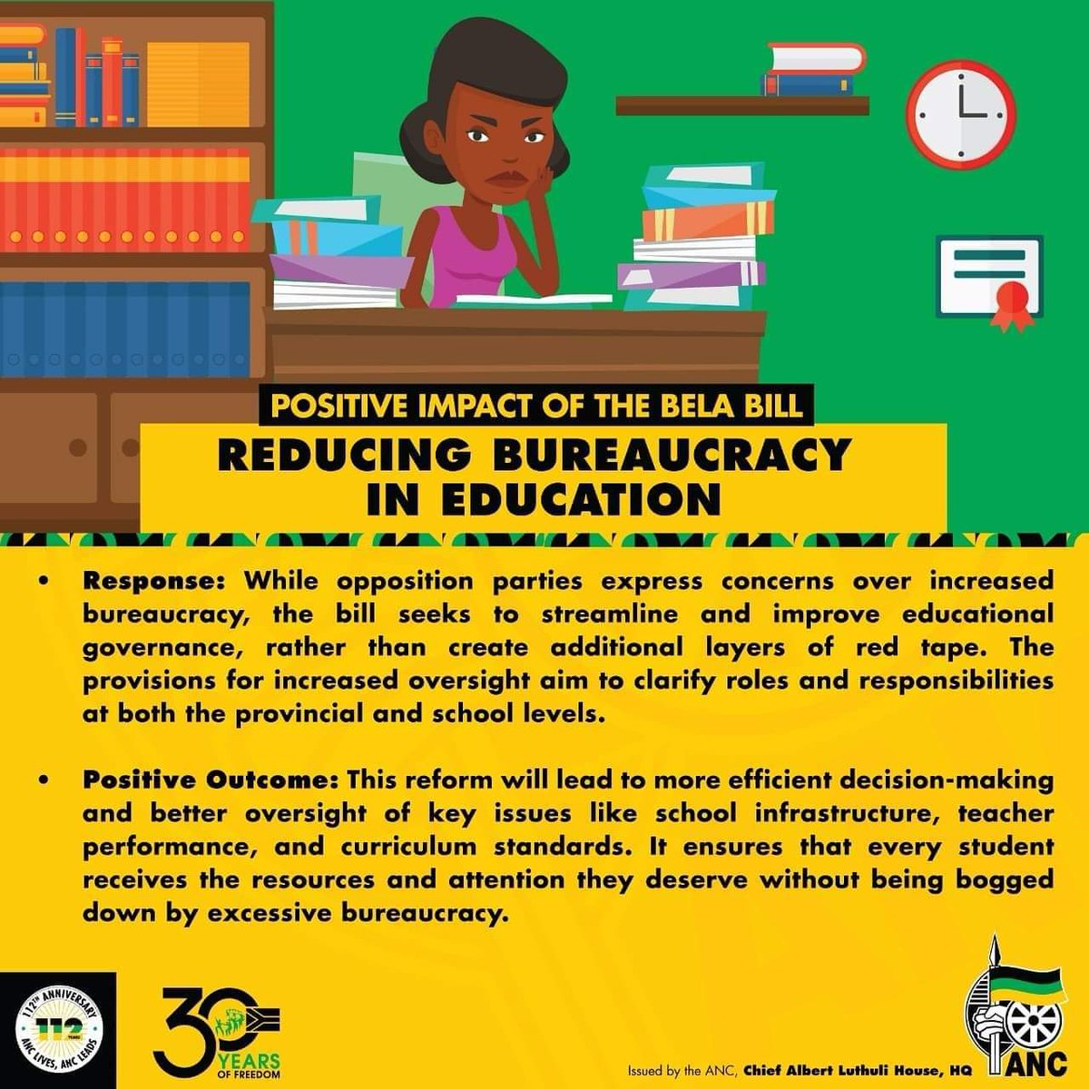 ANCECape's tweet photo. The BELA Bill not only upholds the constitutional rights enshrined in the Bill of Rights but also provides a mechanism for ensuring equal access to education, more inclusive governance in schools, and the fair treatment of educators.
#OpenTheDoorsOfLearningToAll
#ANCAtWork https://t.co/vGO9PYncp6