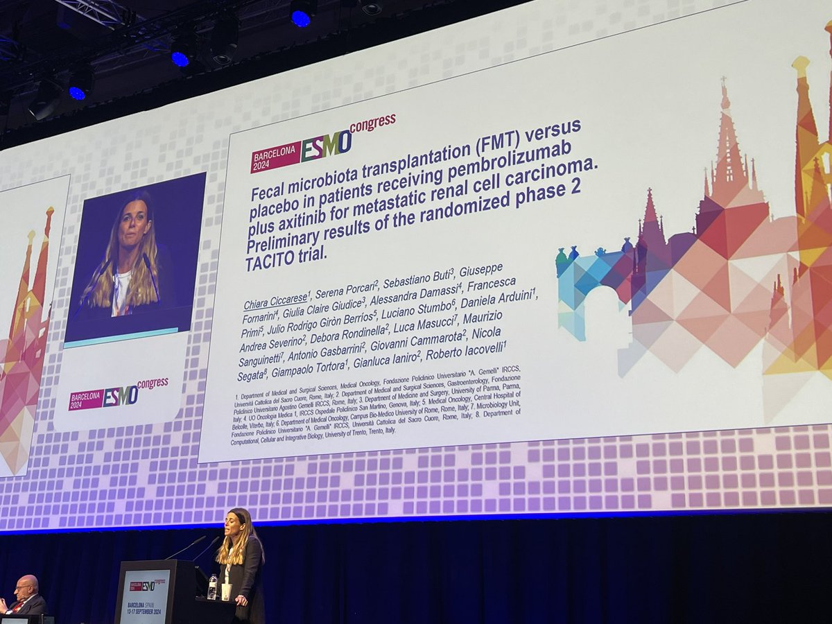 neerajaiims's tweet photo. Fecal microbiota transplantation doubles objective response with systemic therapy in mRCC #kidneycancer (axitinib+ pembrolizumab). 👇 Congrats @ciccarese_c for the wonderful talk (validates data from @NazliDizman @montypal ) @myESMO #ESMO24 @OncoAlert @kidneycan @urotoday https://t.co/KksxviIG9I