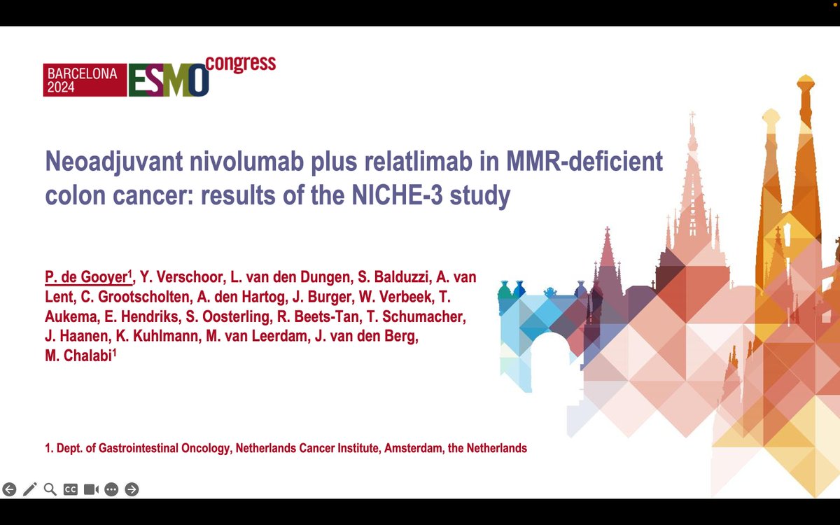 MyriamChalabi's tweet photo. Ready for the the lower GI Proferred Paper session with back to back presentations of #NICHE2 and #NICHE3 #ESMO24 @myESMO @OncoAlert https://t.co/aplUSN122b
