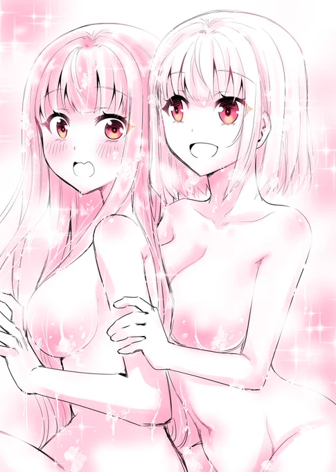 お風呂タイム千束、あ、あたって…ますっあててるんだよ(*^^*)←計画的犯行#リコリコ #ちさたき #rkgk 