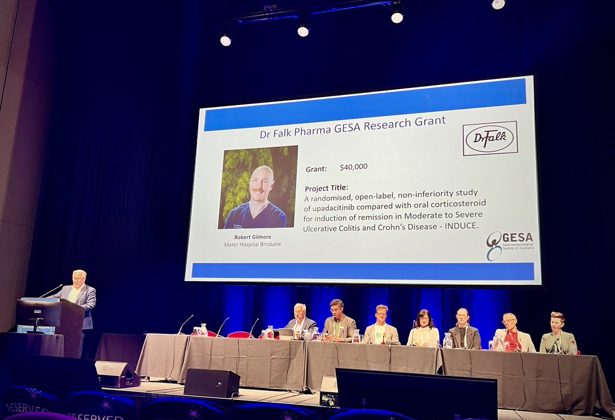 Absolutely over the moon for our PhD student, Rob Gilmore (<a href="/DrG_IBD/">Dr Robert Gilmore MBChB</a>), who has just been awarded the Dr. Falk Pharma GESA Research Grant at <a href="/AGWmeeting/">Gastroenterology Society of Australia (GESA)</a> 🎉 This is a well-deserved recognition of his relentless dedication and brilliant research in IBD. Huge kudos to Rob for all his
