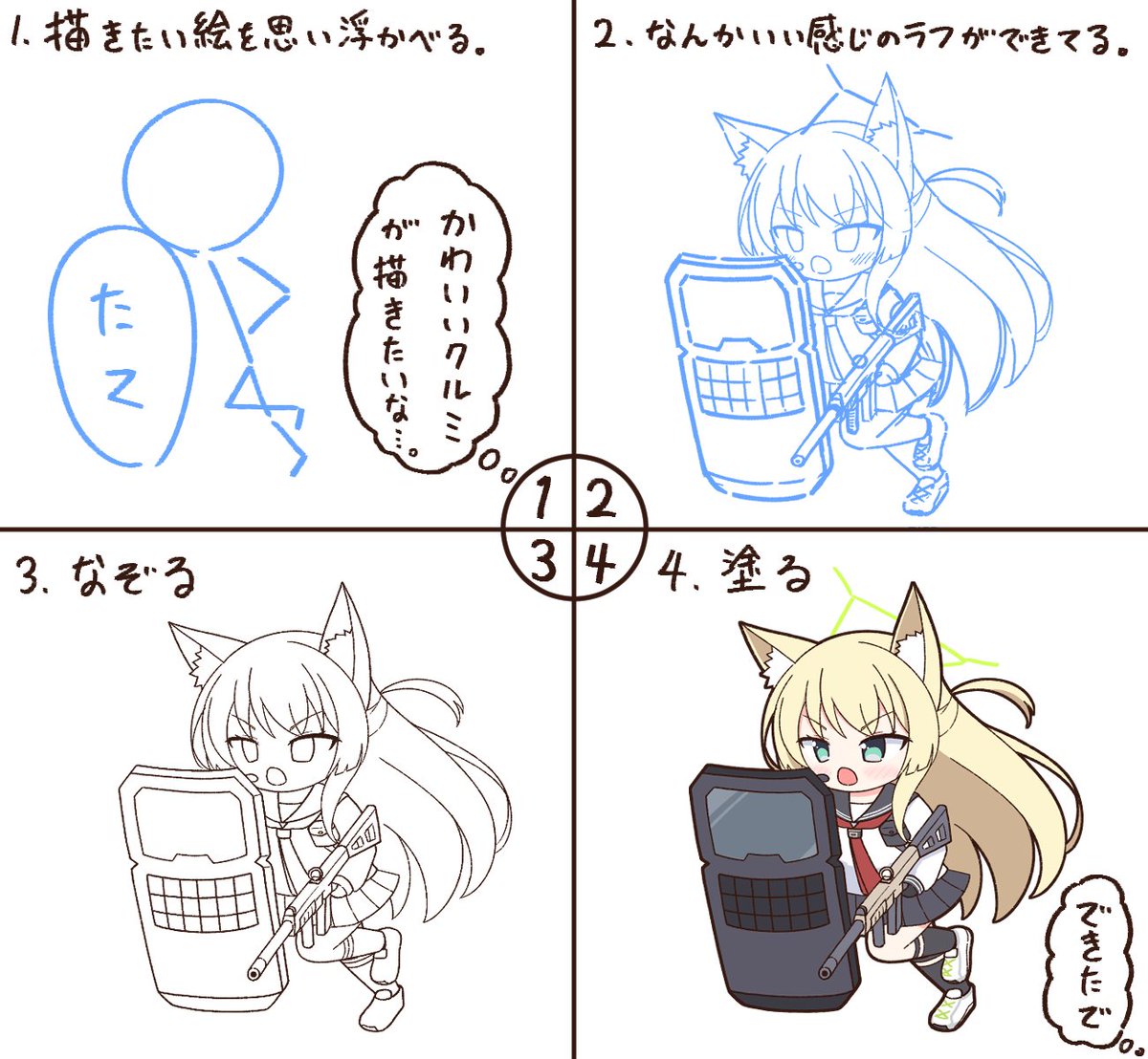 #皆さんラフと塗った後を見せてください 
メイキング付き 