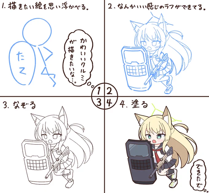 #皆さんラフと塗った後を見せてください 
メイキング付き 