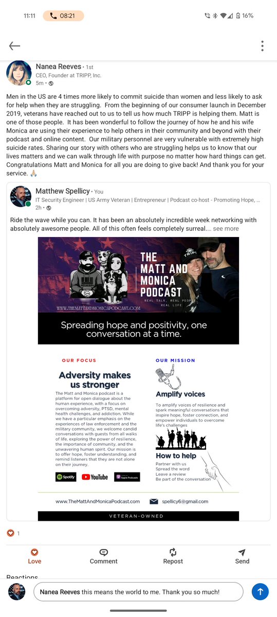 spellicy6's tweet image. #themattandmonicapodcast #veteranshelpingveterans #veteranowned @MapSpellicy