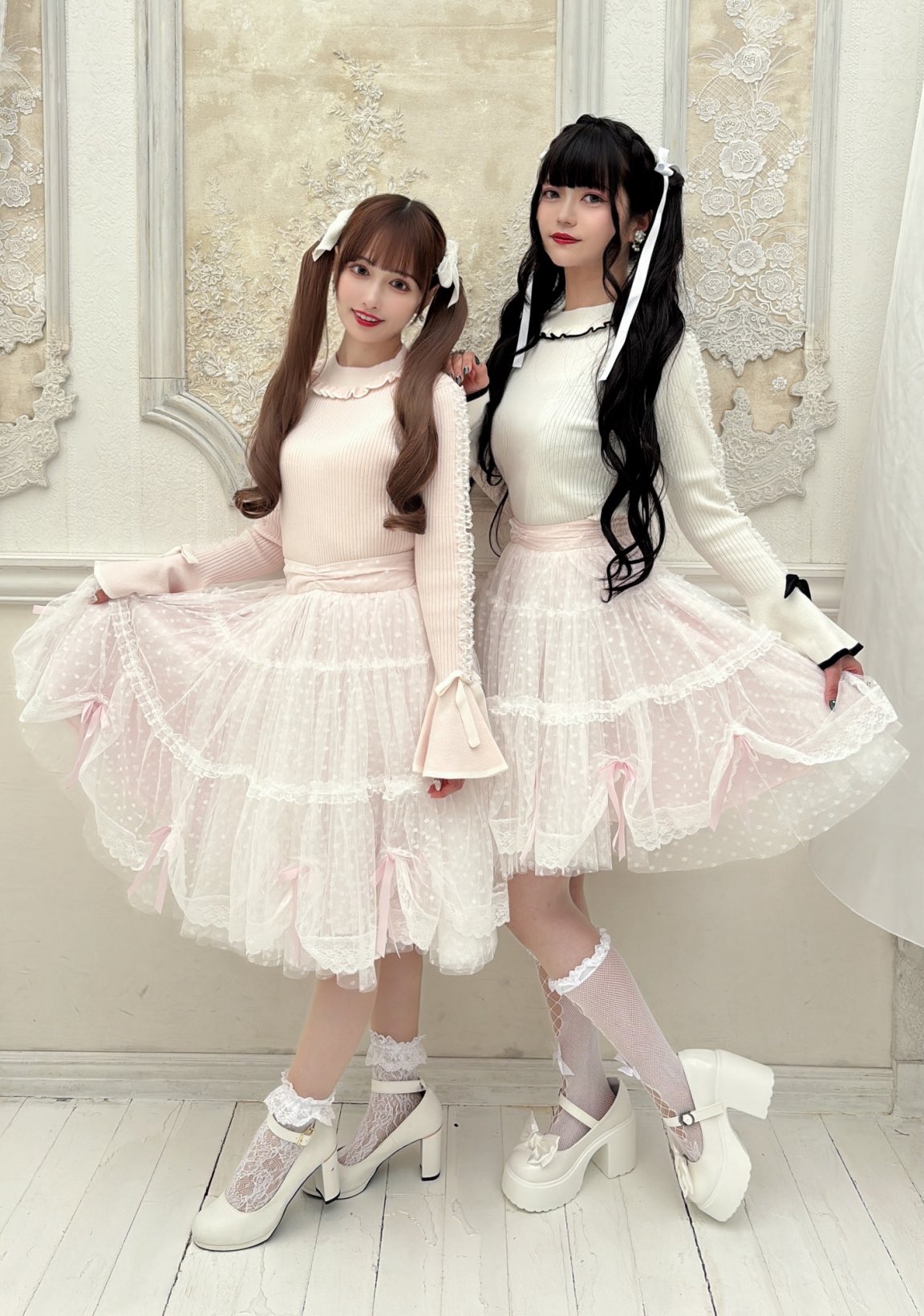 メルフィーメモリー Tulle drape & ribbon スカート ピンク メルフィーメモリー Tulle drape & ribbon スカート ピンク