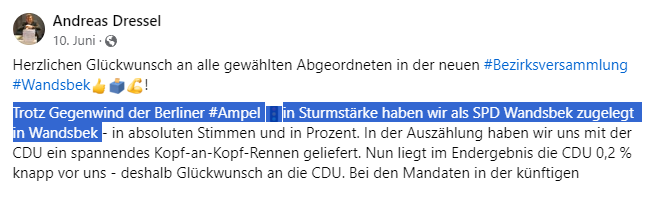 KappeSandro's tweet photo. Nach der Wahl gab @ADressel noch der #ChaosAmpel die Schuld an dem schlechten Abschneiden. Und trotzdem will die SPD dieses Chaos nach #Wandsbek holen. Da fasst man sich an den Kopf. Es zeigt wieder: Die CDU muss stärker werden, damit keine Ampel in HH möglich ist! https://t.co/JlW0bsU9kB