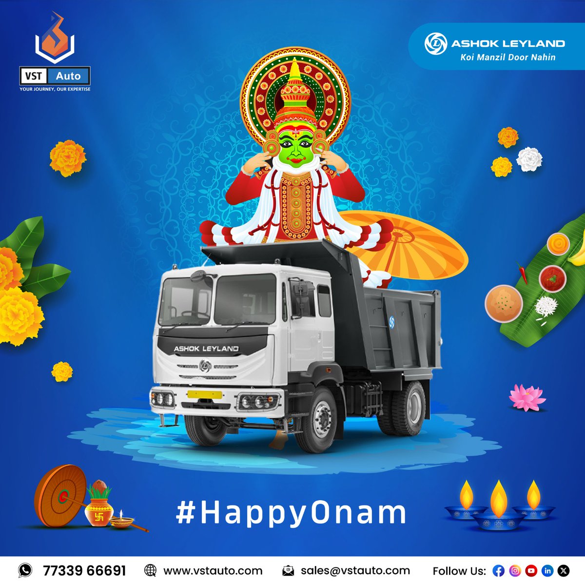 May this Onam bring you a bountiful harvest of happiness and cherished memories. 🌾 #HappyOnam

#AshokLeyland #VSTAutoAshokLeyland #VstAuto #KoiManzilDoorNahin #AshokLeylandIndia #AshokLeylandOfficial