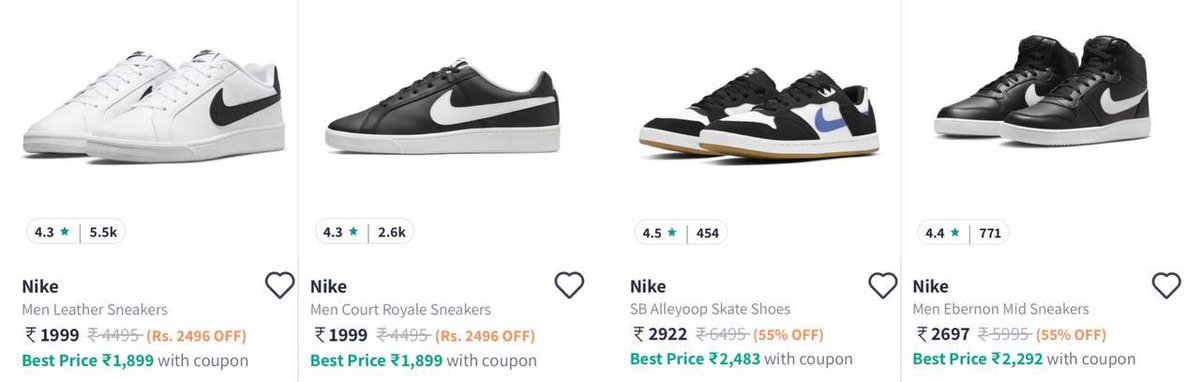 myntra nike shoes 50 off