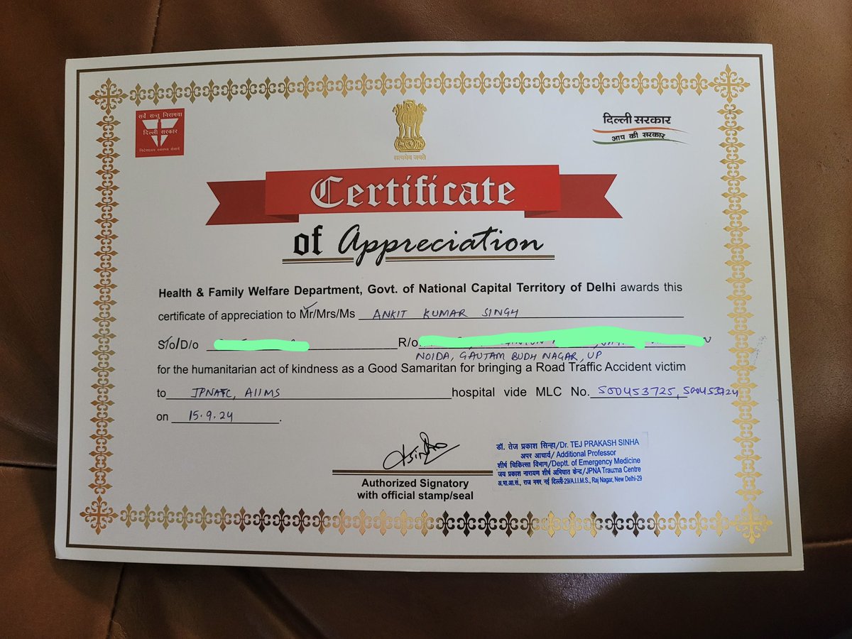 nisharai_ggc's tweet photo. So proud of our #cyclist 🚴 friend who was coming back post his long ride in car 🚗 from #Gurugram  near Lajpat Nagar, saw 2 person met motorbike accident.He immediately took help of crowd watching &amp;took them to @aiims_newdelhi Trauma centre &amp; saved their life #RoadAccident help https://t.co/XUr8oAwiHj