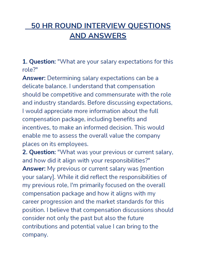 ahuja_priyank's tweet image. Most people suck at HR Round but not anymore.

I have curated List of &quot;50 Best HR Round Interview Questions Guide&quot;.

I usually sell for $399 but for the next 24 hours it&apos;s FREE

Applicable Only for First 1000 People.

Just:
1. Repost
2. Follow 
@ahuja_priyank

3. Like &amp;amp; Comment…