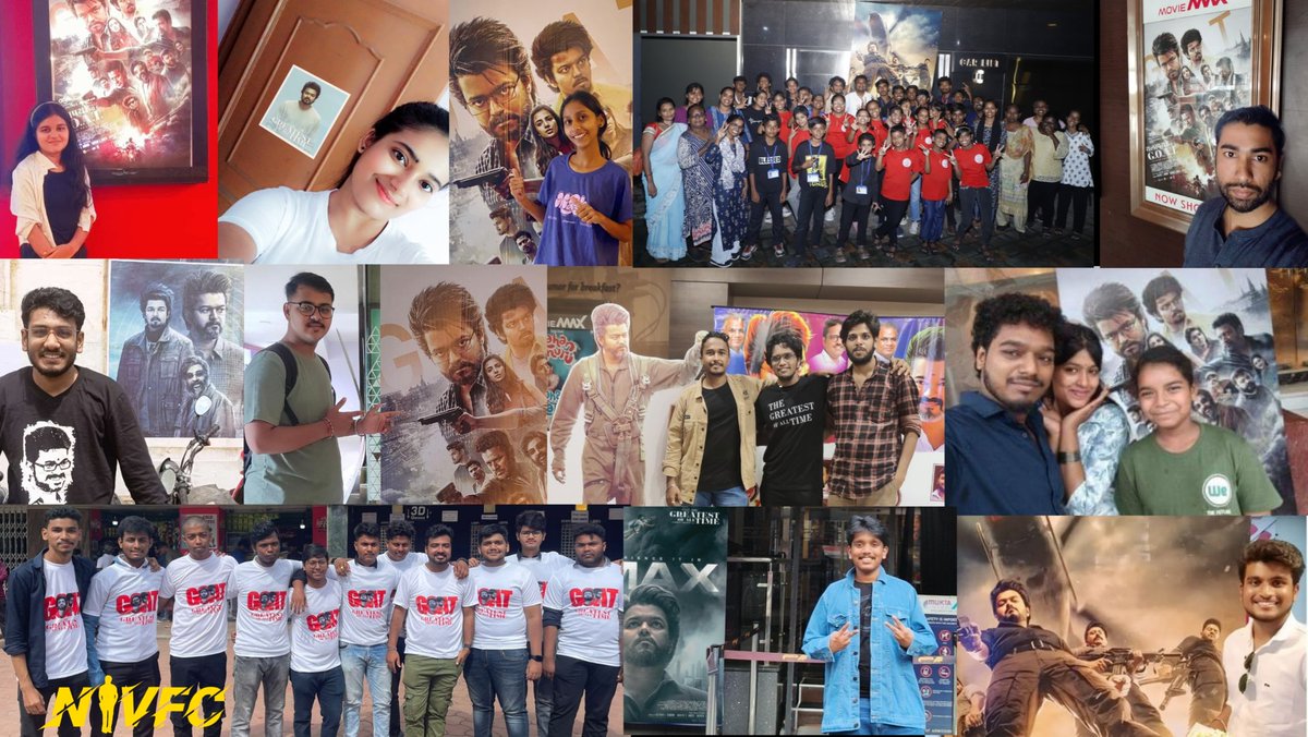 NIVFC_Team's tweet photo. NIVFC witness #TheGOAT 🔥 in their respective state💥🤞🏻
Many of our team members couldn't get any photo bcoz posters were not erected there 🙂

Hoping for @KvnProductions to rls #Thalapathy69 in Multiplex so that fans can get a photo with the poster at least and having multiple shows 🙂

#TheGreatestOfAllTime #ThalapathyVijay @actorvijay