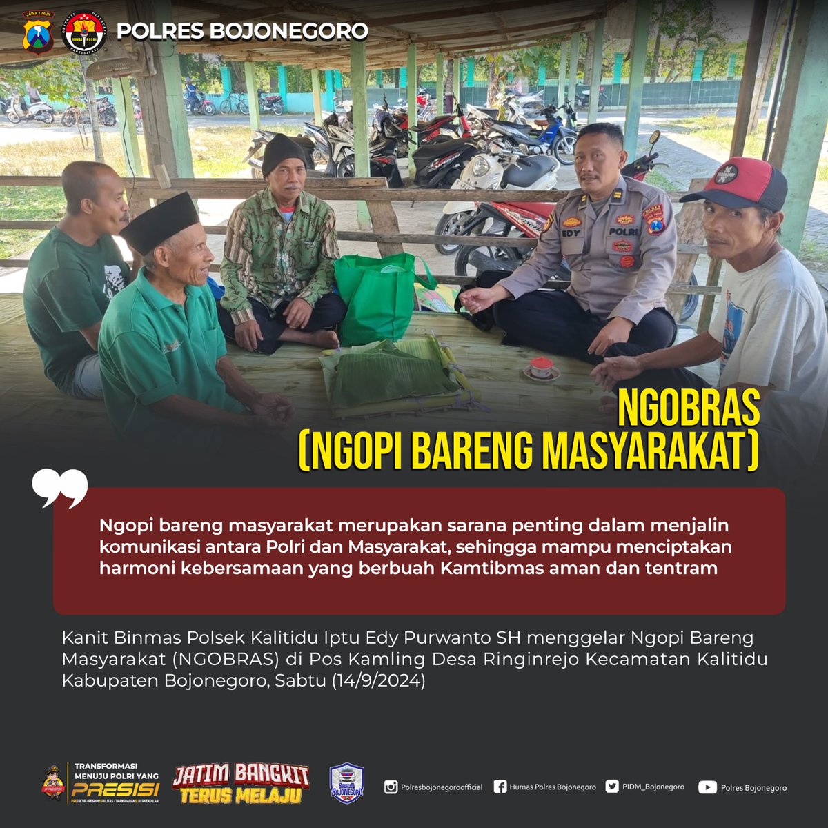 Hum_Pim_Pa09's tweet photo. Ngobras
(Ngopi Bareng Masyarakat)

@divisihumaspolri
@spripim.polri
@humaspoldajatim
@gegana_id

#netralitaspolri
#Pemiluindonesiadamai2024
#PresisiUntukIndonesia
#HumanisTegakkanHukum
#PolresBojonegoro
#PoldaJawaTimur https://t.co/UkiaLpfb9G