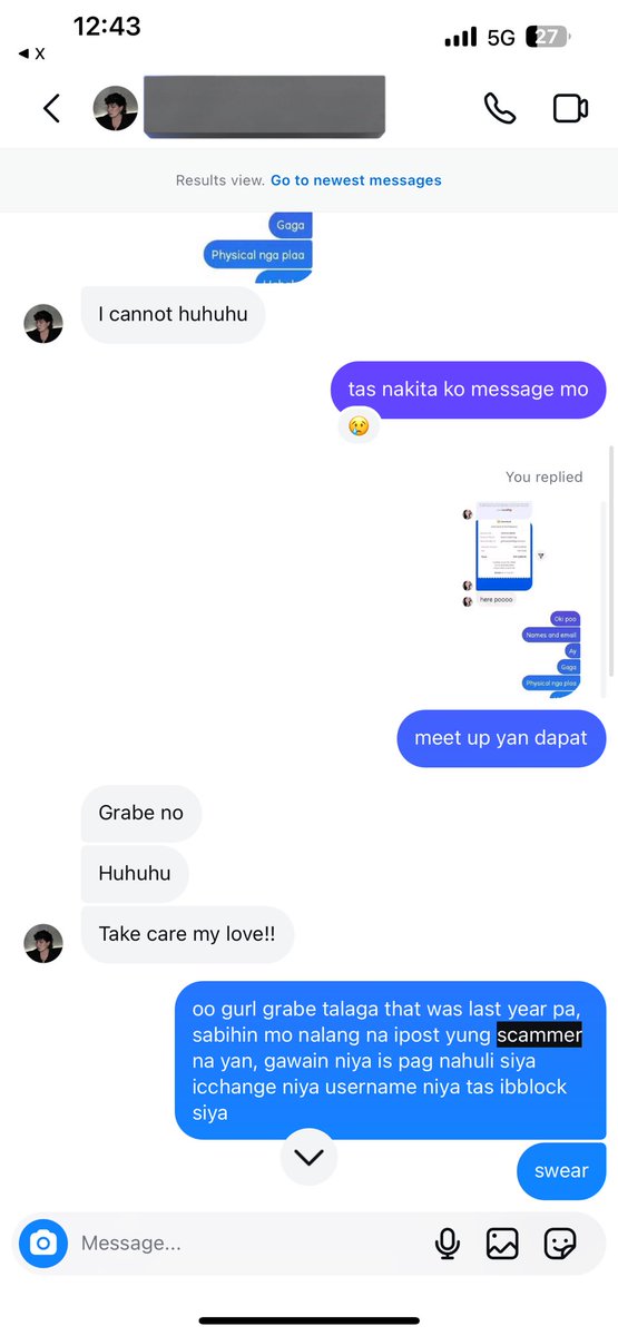 luvsux_'s tweet photo. Nag transact siya with me kasi si scammer na mismo nag sabi sa ig nalang. ito account niya and mukha di pa niya ko na block dito ano. Dami na nag ppm sakin sa main account ko kasi kita dun username ko. kahit friend ko nag reach out sakin kasi kasi na scam yung pamangkin niya. https://t.co/VmzfrsfzUw
