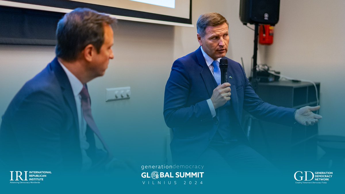 IRIGenDem's tweet photo. We were honored to be joined by Mr. Hanno Pevkur, Minister of Defense for the Republic of Estonia, at the @IRIglobal Generation Democracy's Eighth Annual Global Summit in Vilnius, Lithuania.

As democracies face challenges across the globe, “Can we afford to just hope? Definitely not,” said Minister Pevkur during a question and answer session with participants.

Minister @HPevkur stressed that “democracy's biggest vulnerability is inactivity,” especially as harmful actors silence internal dissent, enhance transnational repression, violate human rights, and continue to resort to violence.

Proactive global engagement and cross-cultural dialogue are integral to ensuring that we realize a world with responsive democracies underpinned by a flourishing civil society, not brutal autocracies ruling over a silenced citizenry.

Our Generation Democracy Network strives toward these exact goals. We thank the Minister for his engagement with our 40 participants, who represent 32 countries. 

Together we are building the future’s global leaders.