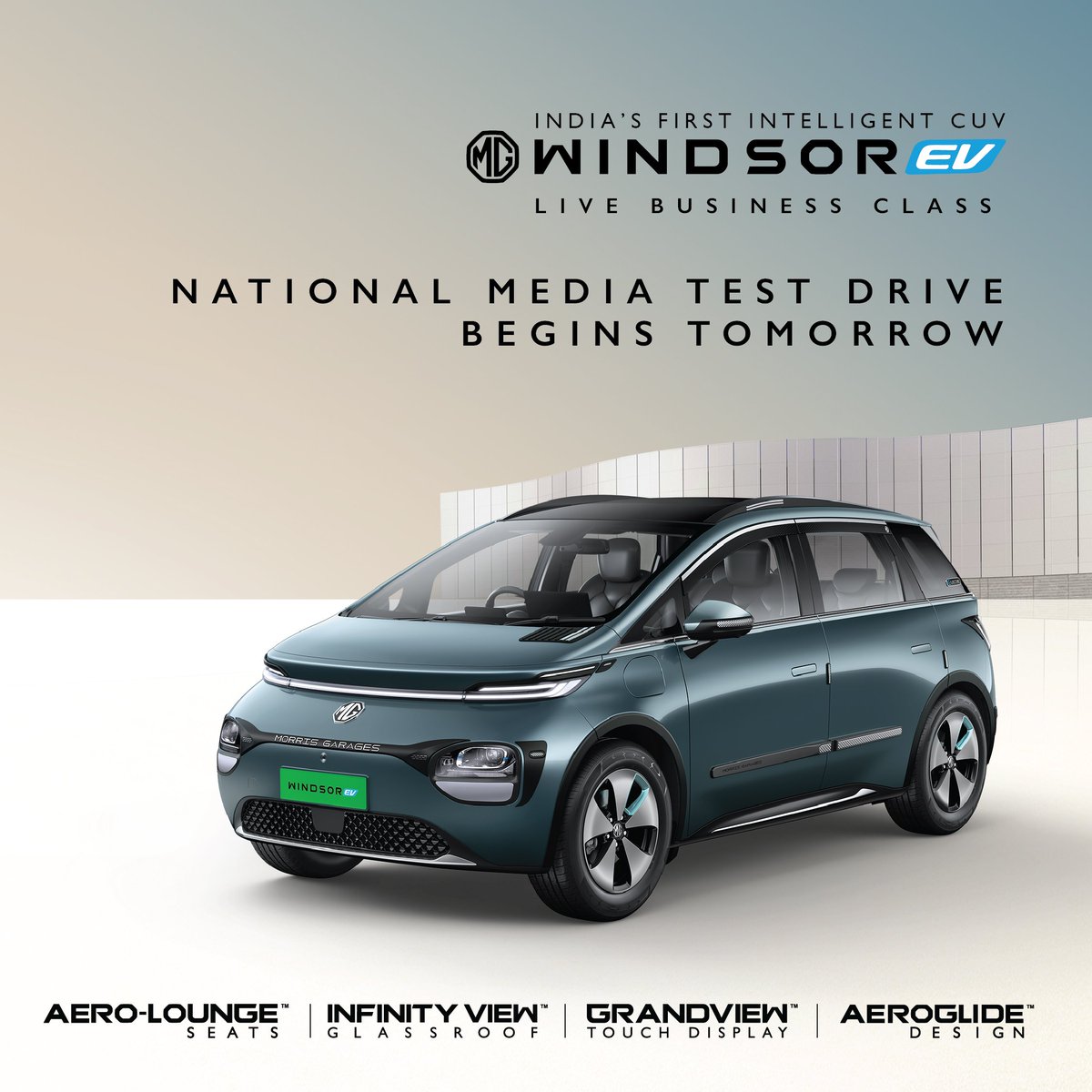 MGMotorIn's tweet photo. The National Media Drive starts tomorrow and the MG Windsor EV is all set to give everyone the flavor of business-class drives. Stay tuned for the reviews.

#MGWindsorEV #LiveBusinessClass #IntelligentCUV #MGMotorIndia #MorrisGaragesIndia https://t.co/VjpLqSz0h6